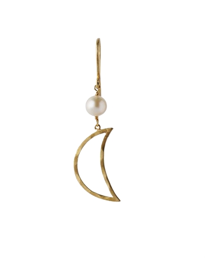 Stine A - Bella Moon Ørering With Pearl Single - Guldfarvet